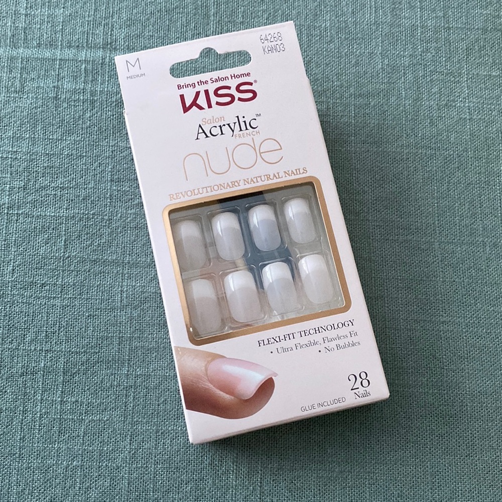 KISS salon acrylic French nude glue on nails